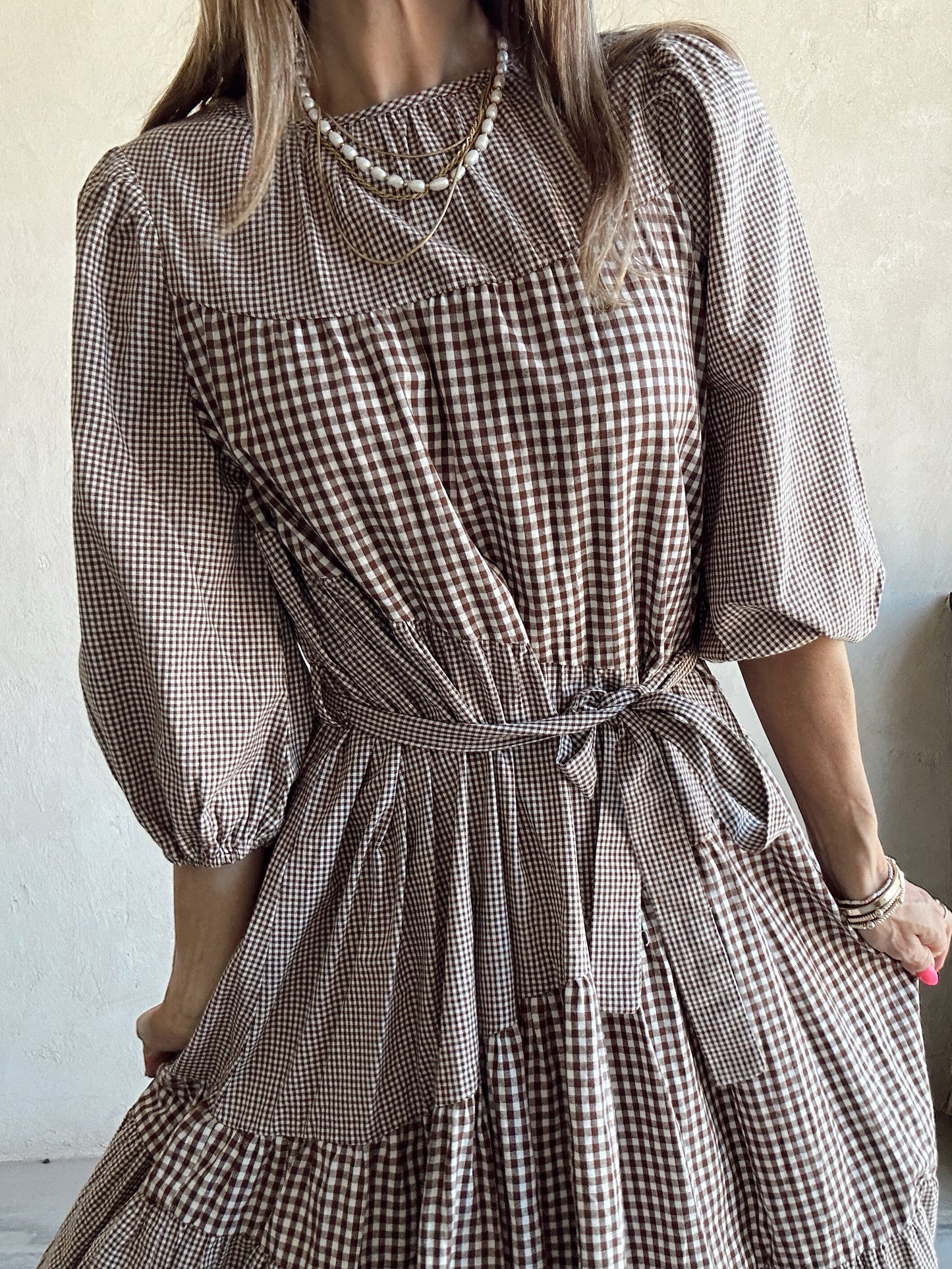 Jennifer Dress in Chocolate Gingham