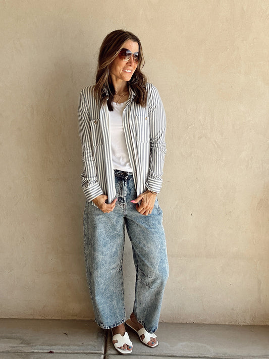 Jody Striped Top in Blue and White