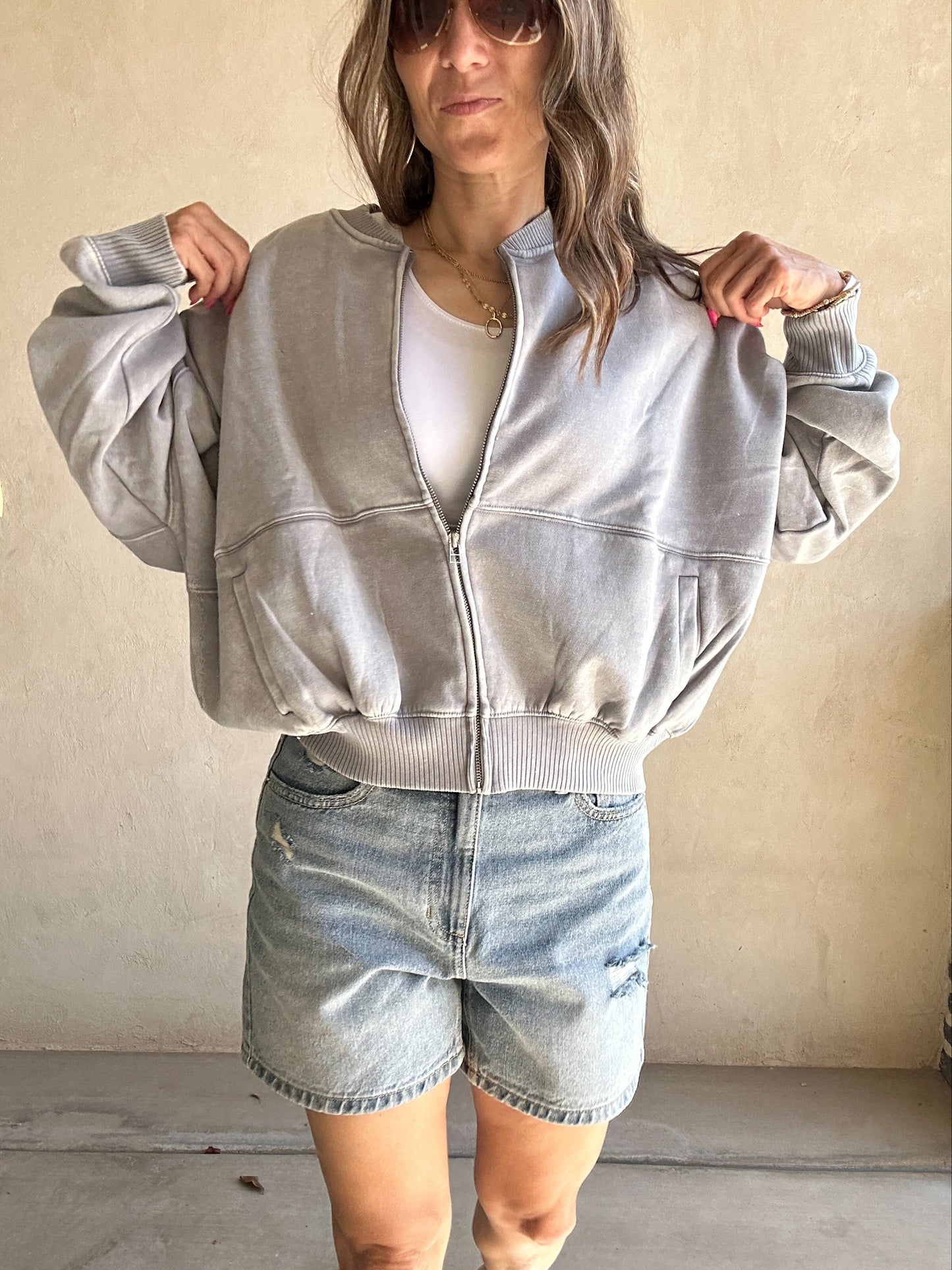 Kayla Bomber Jacket in Sleet