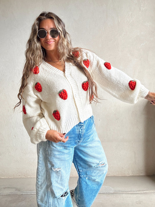 Eden Strawberry Sweater in Ivory