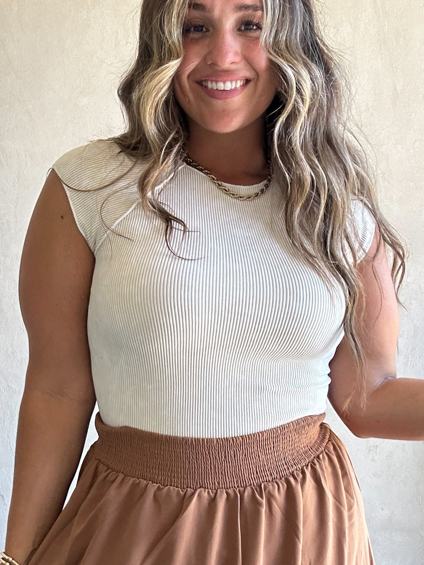 Erin Ribbed Top in Oatmeal