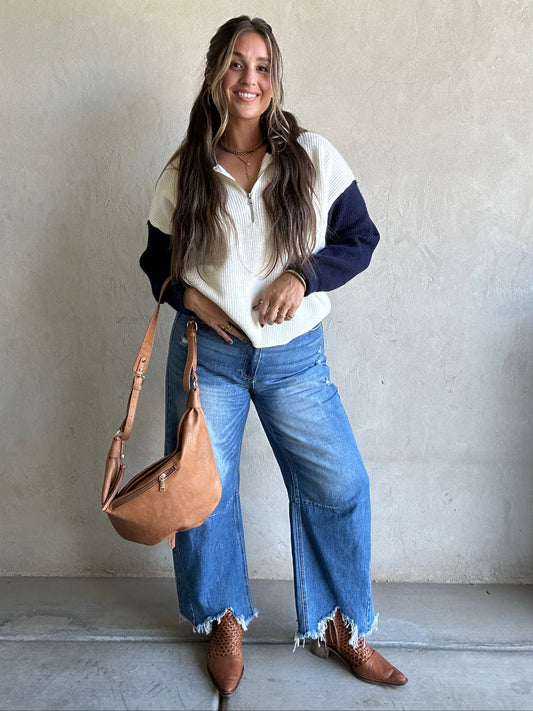 Kerianne Sweater in Navy & Cream