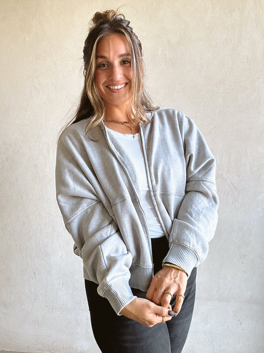 Kayla Bomber Jacket in Sleet