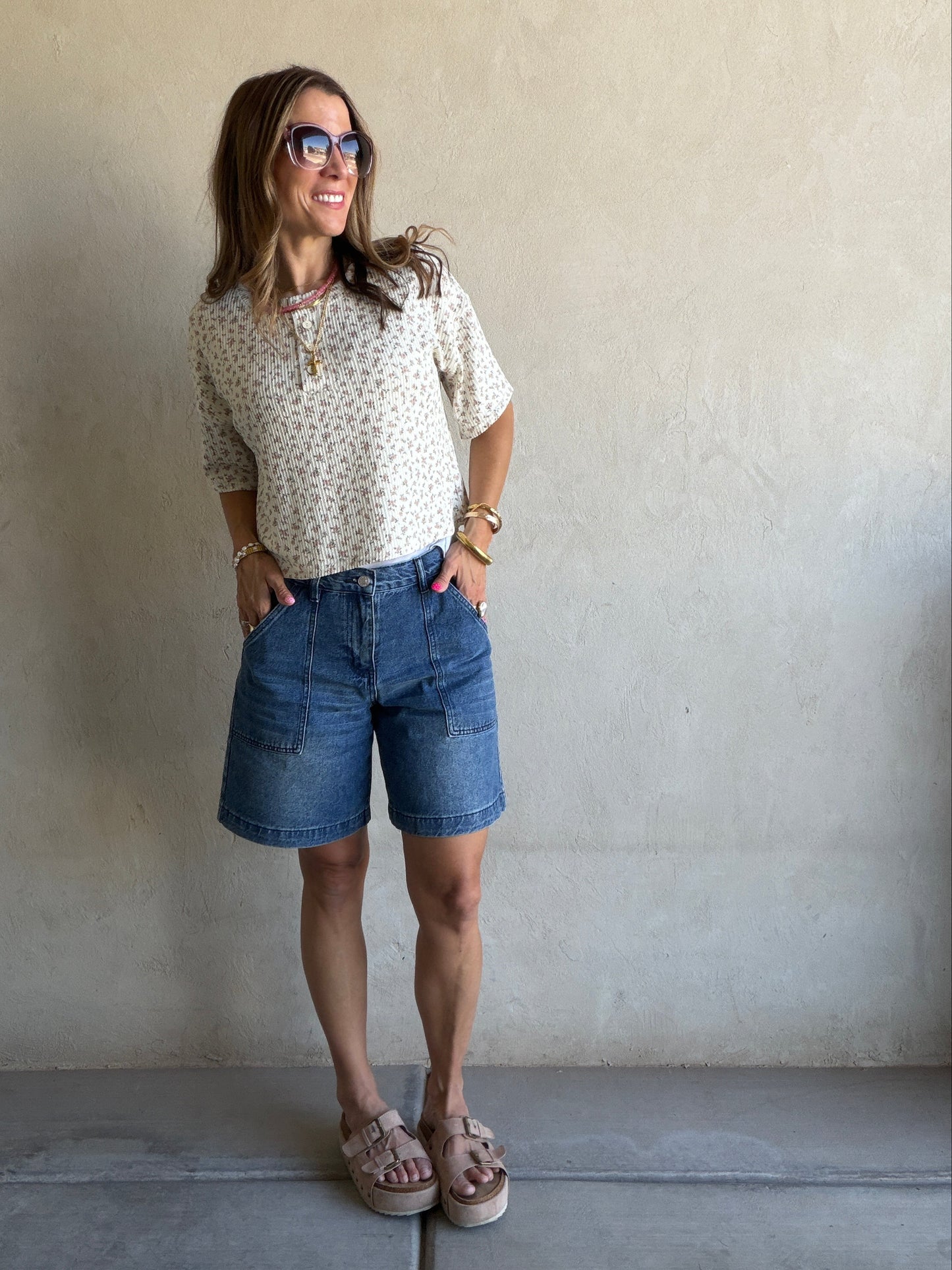 Jade Bermuda Shorts in Dark Denim
