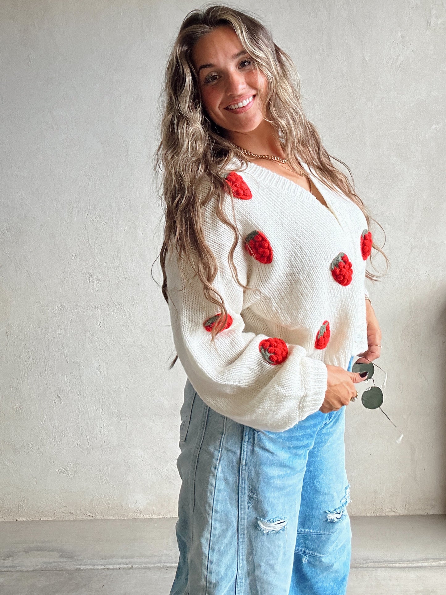 Eden Strawberry Sweater in Ivory
