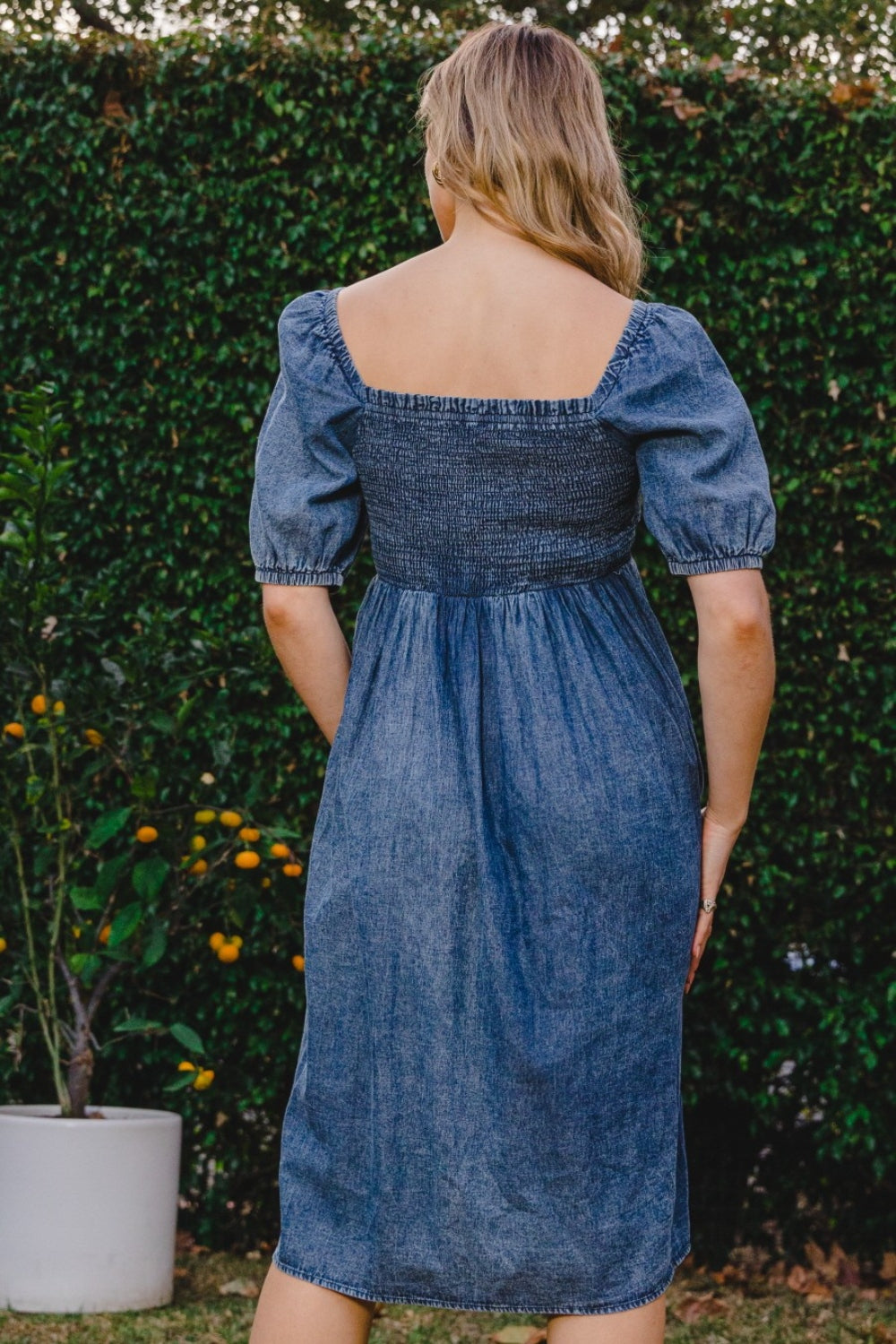 Willa Washed Smocked Puff Sleeve Dress