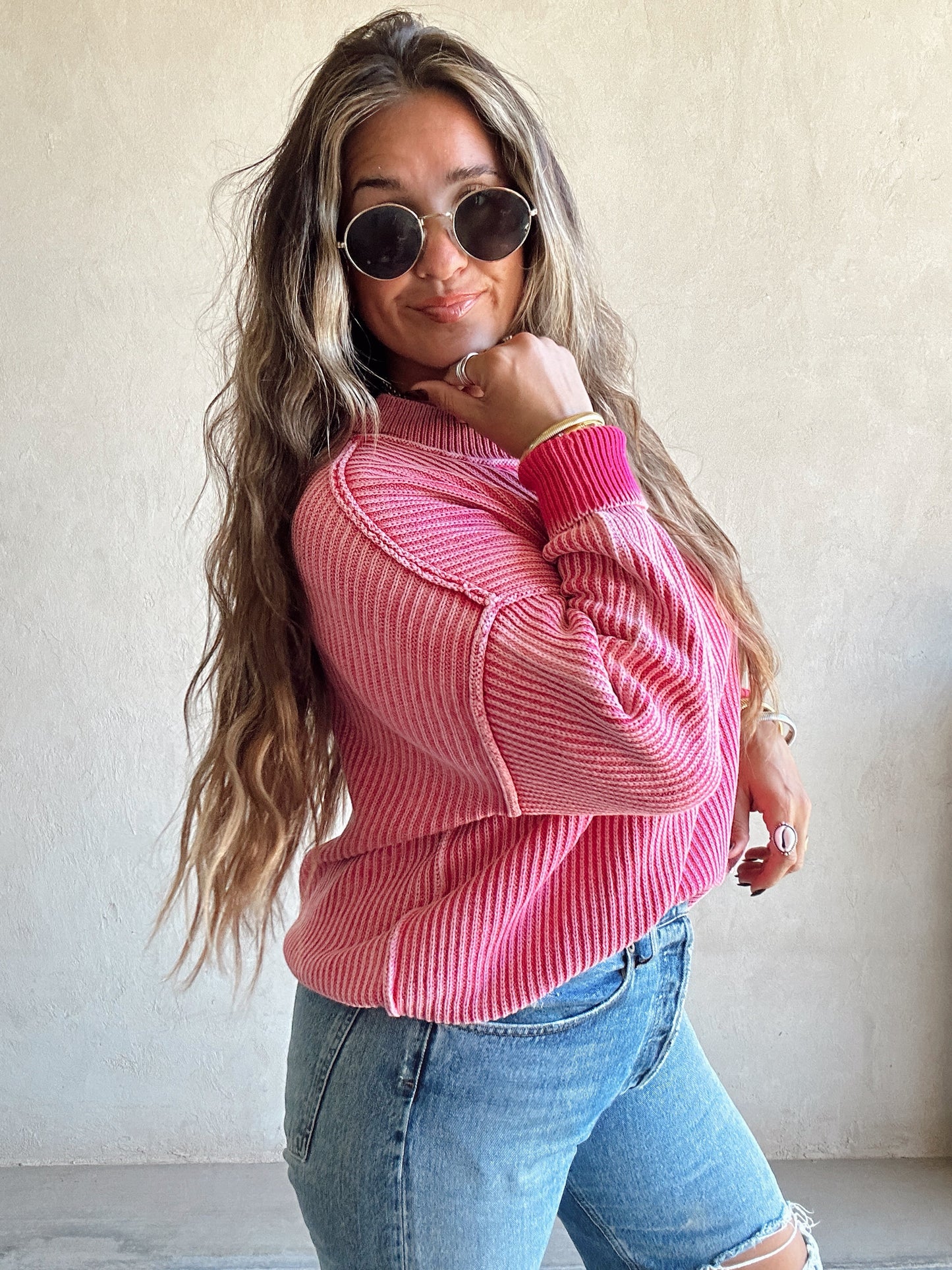 Tonya Sweater in Mineral Washed Pink