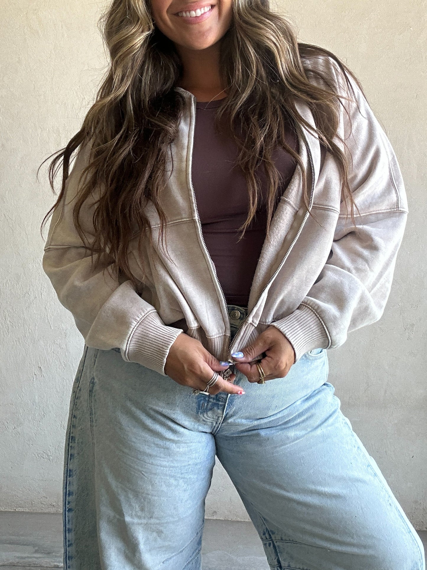 Kayla Bomber Jacket in Ash Mocha