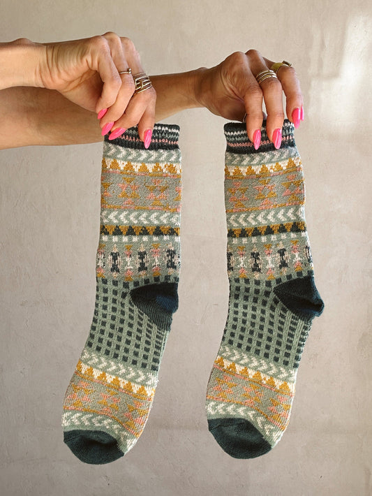 Aztec Socks in Green