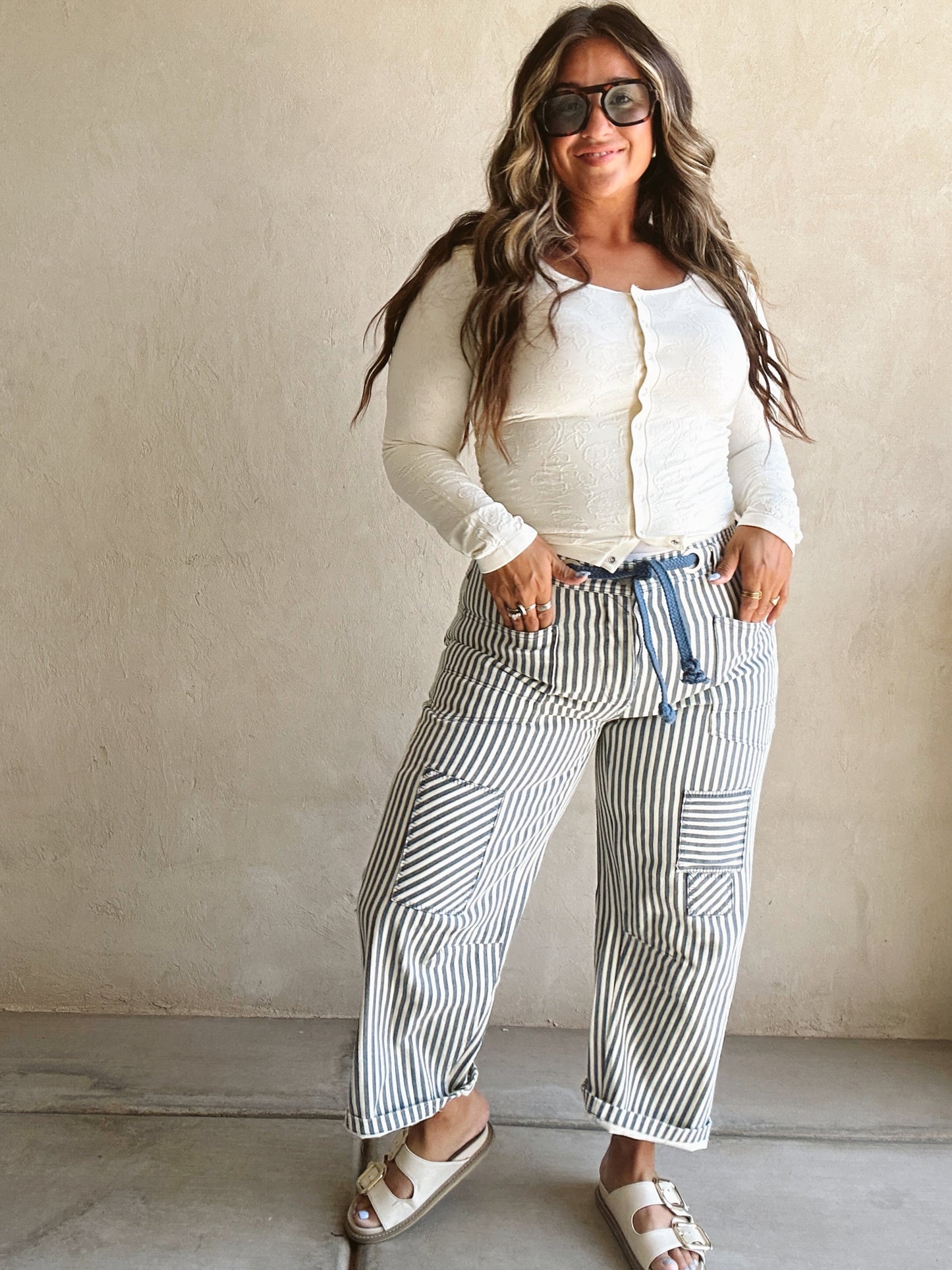 Stella Striped Barrel Jeans