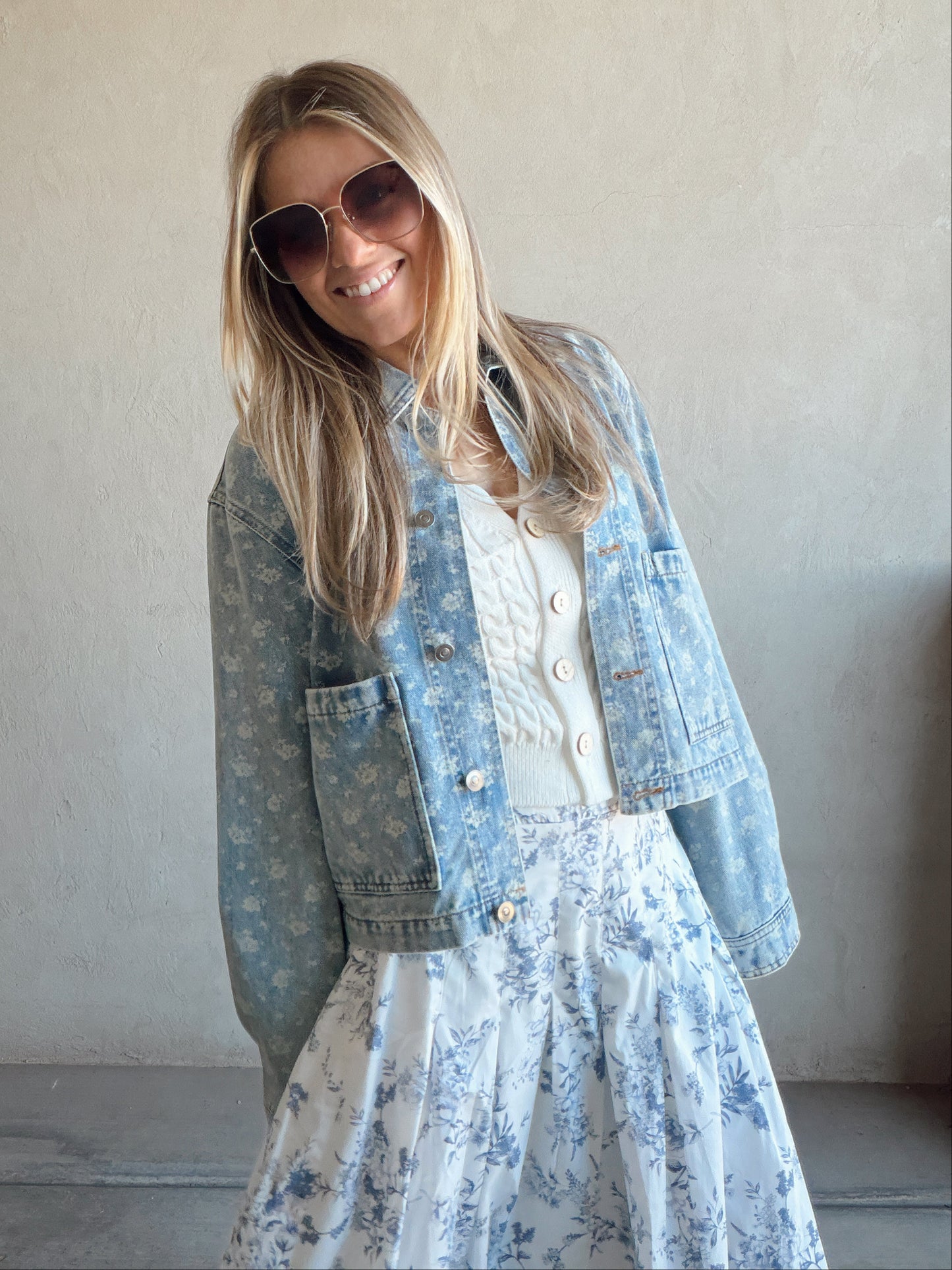 Aubrey Floral Denim Jacket