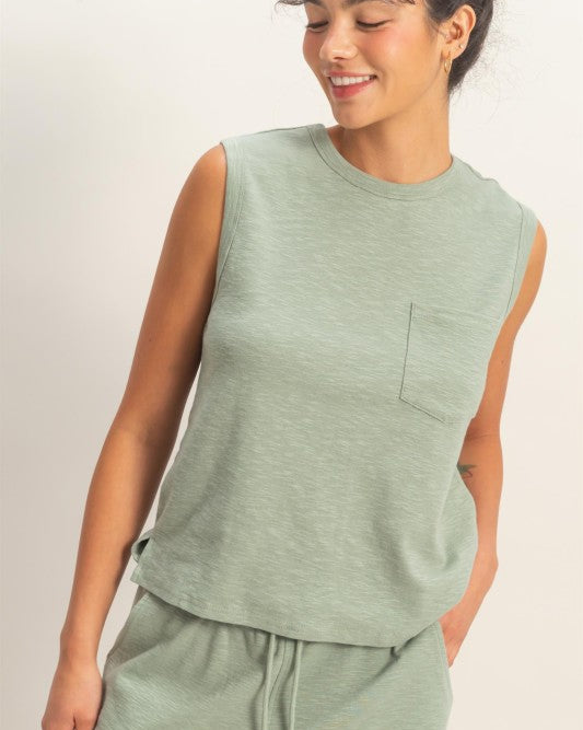 Wren Sleeveless Tank in Sage PREORDER (ships 06/12 or sooner)