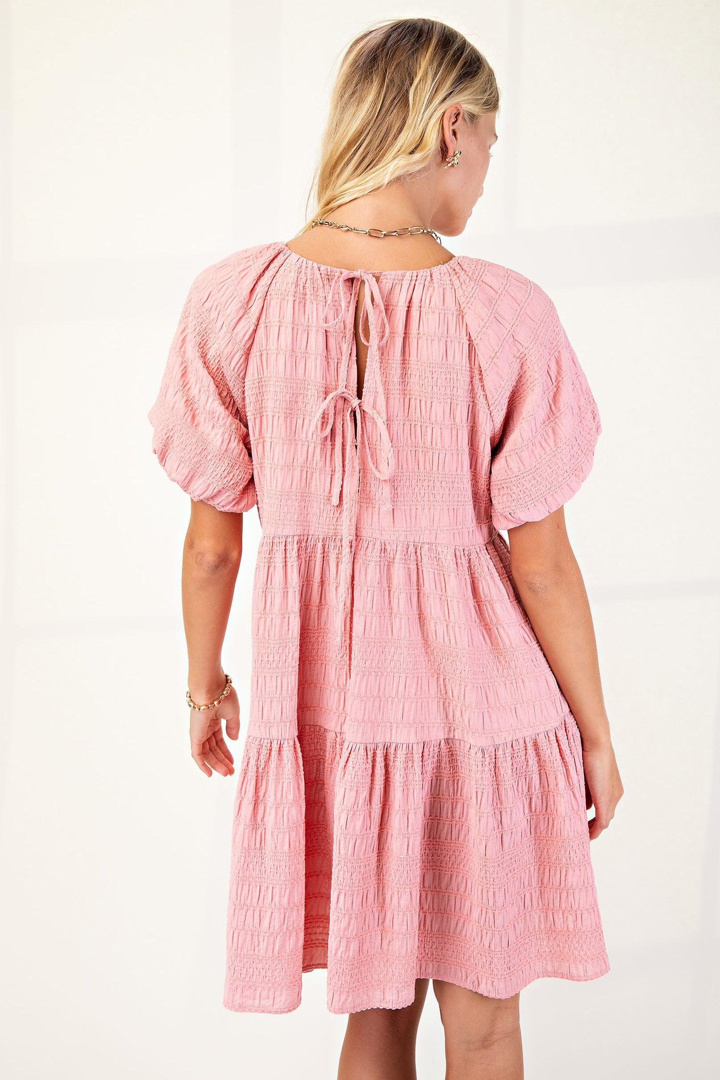 Taryn Textured Dress in Blue or Pink