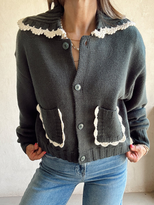 Lizzy Doll Collar Sweater in Evergreen