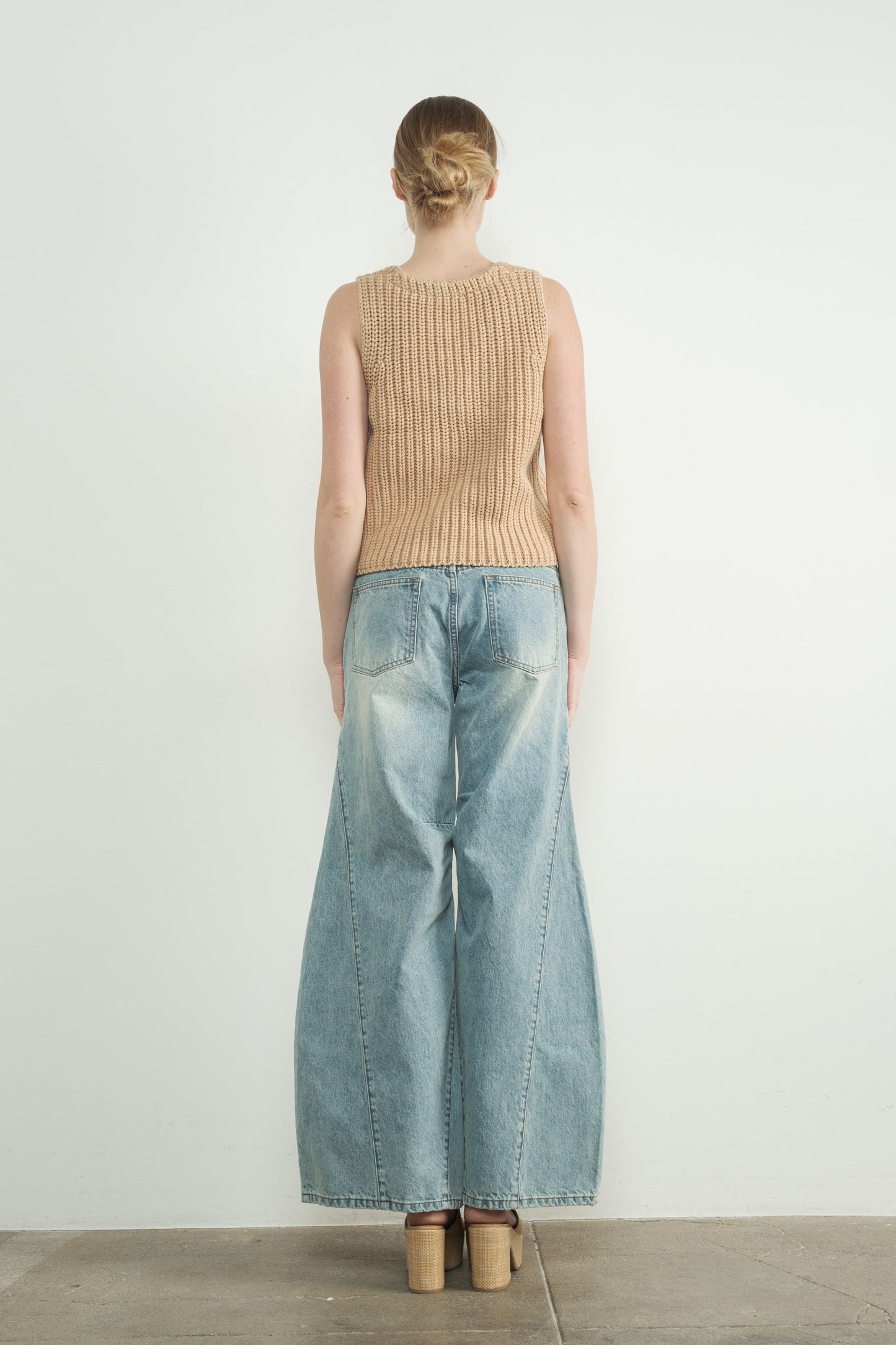 Macie Mineral Wash Vest in Taupe