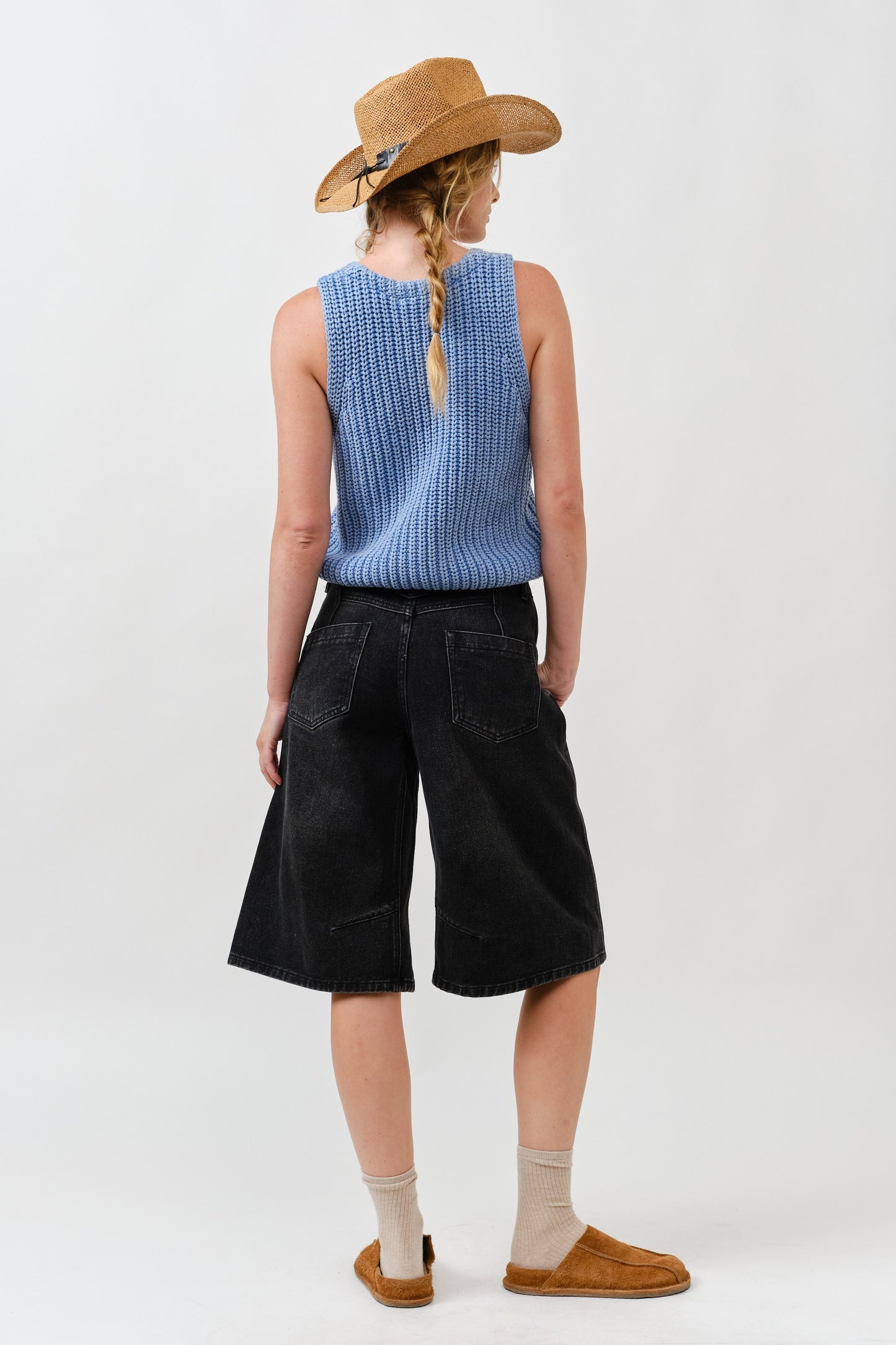 Macie Mineral Wash Vest in Blue