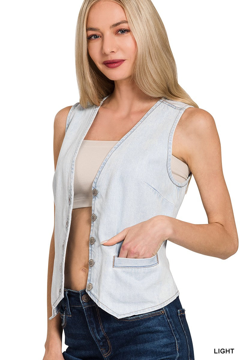 Kara Denim Vest in Light Wash