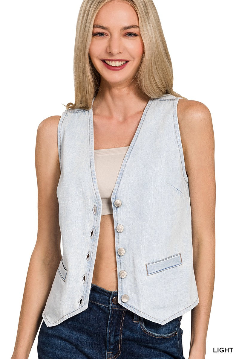 Kara Denim Vest in Light Wash