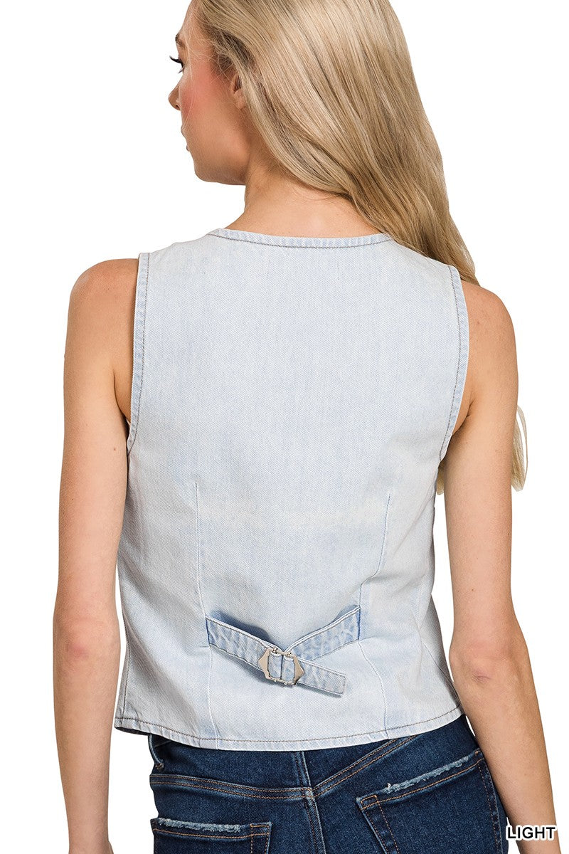 Kara Denim Vest in Light Wash
