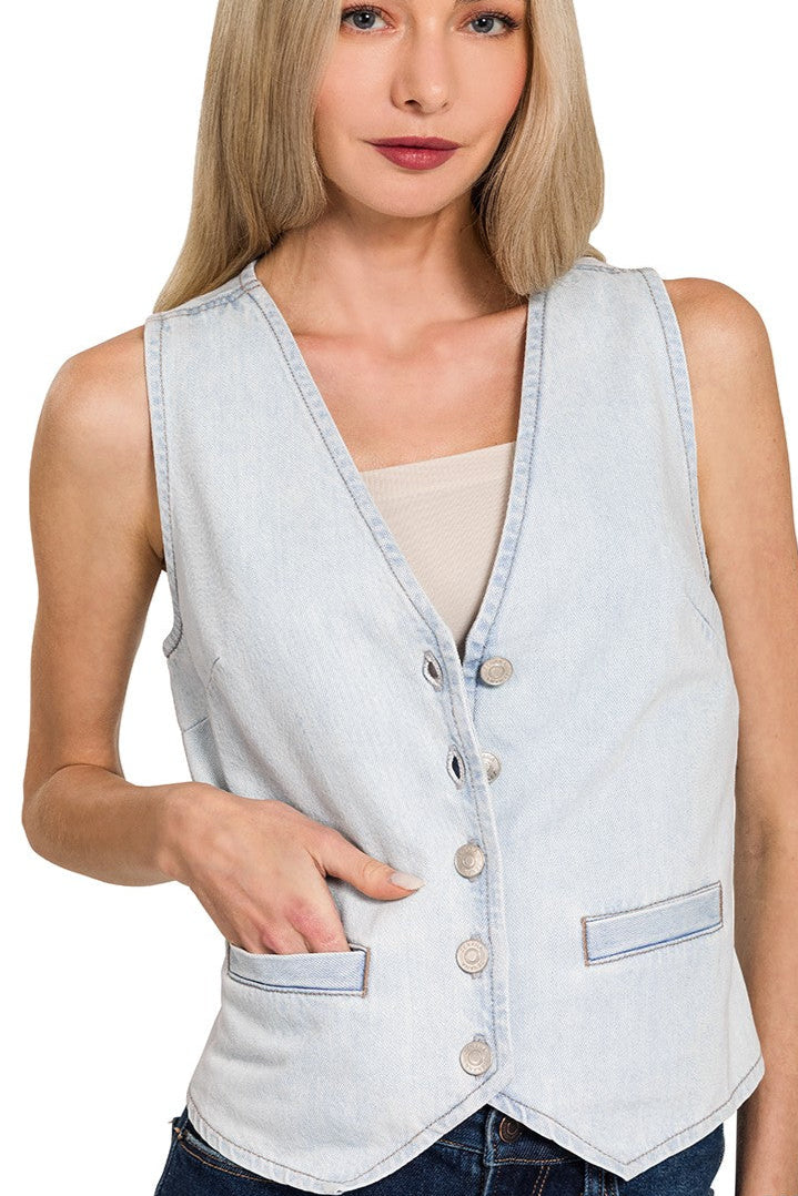 Kara Denim Vest in Light Wash