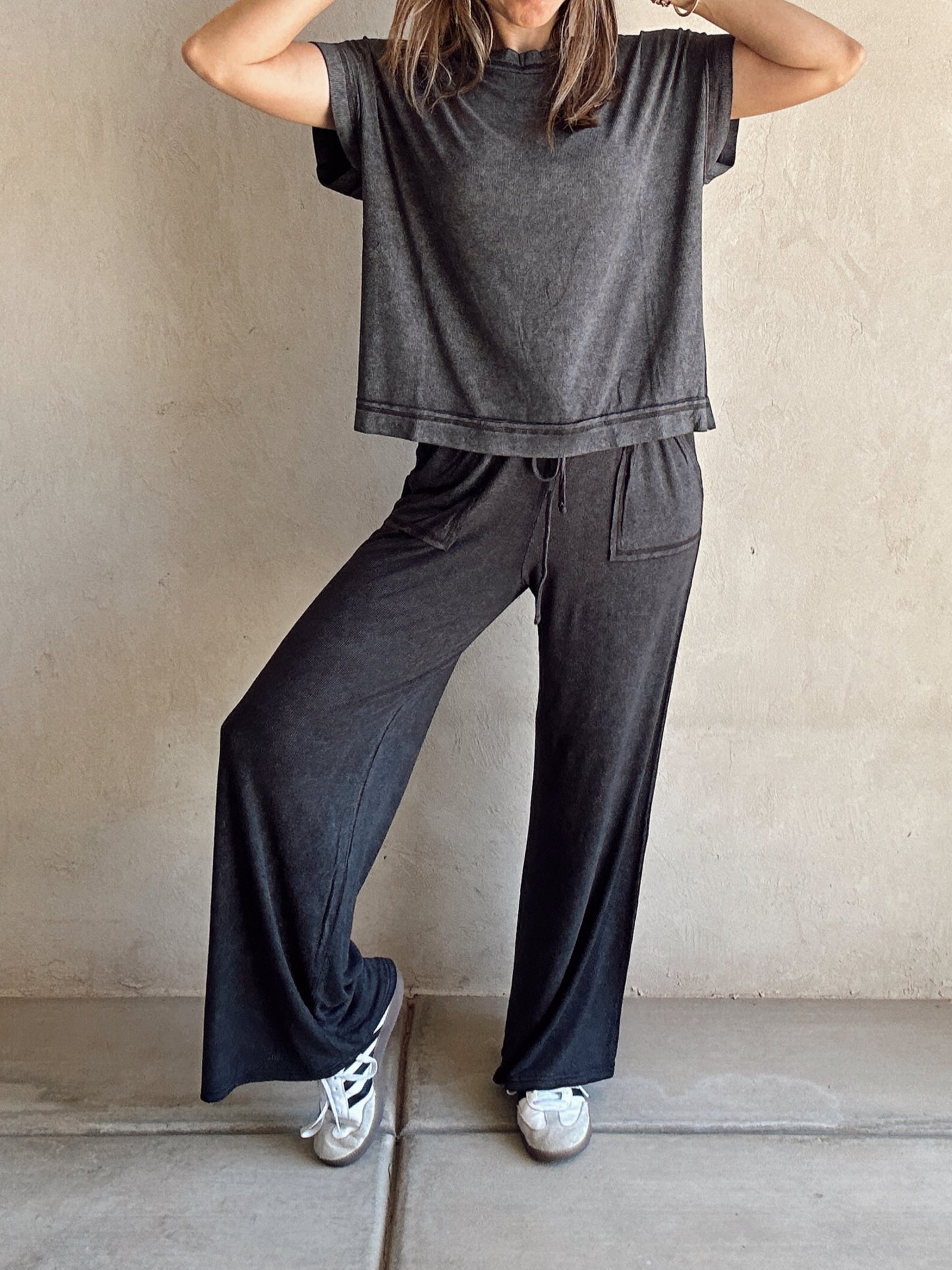 Jackie Ribbed Set in Black