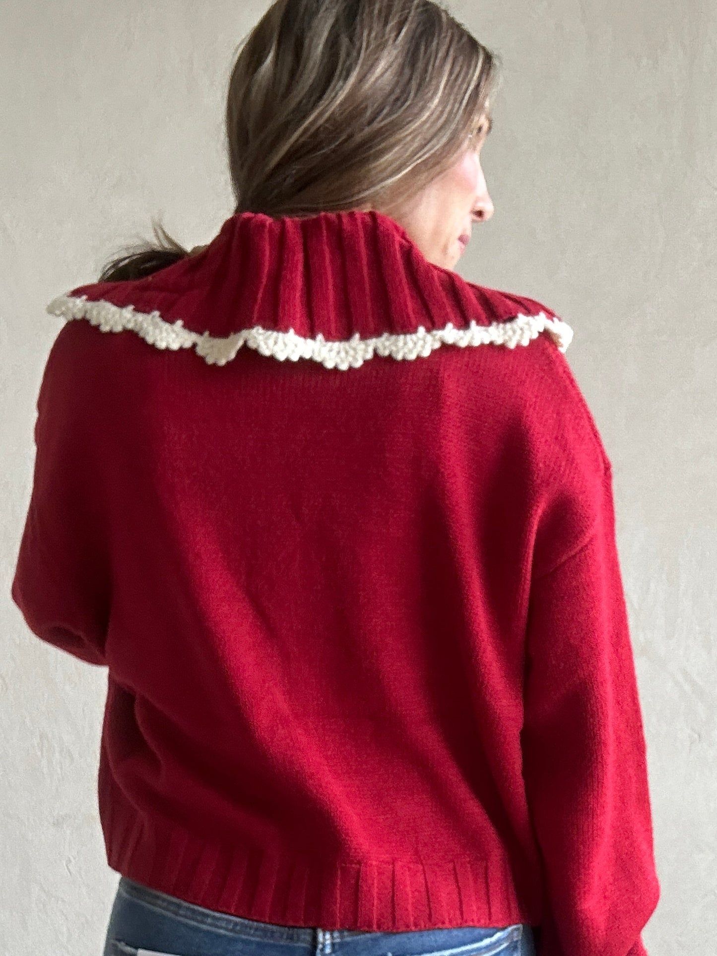 Lizzy Doll Collar Sweater in Red