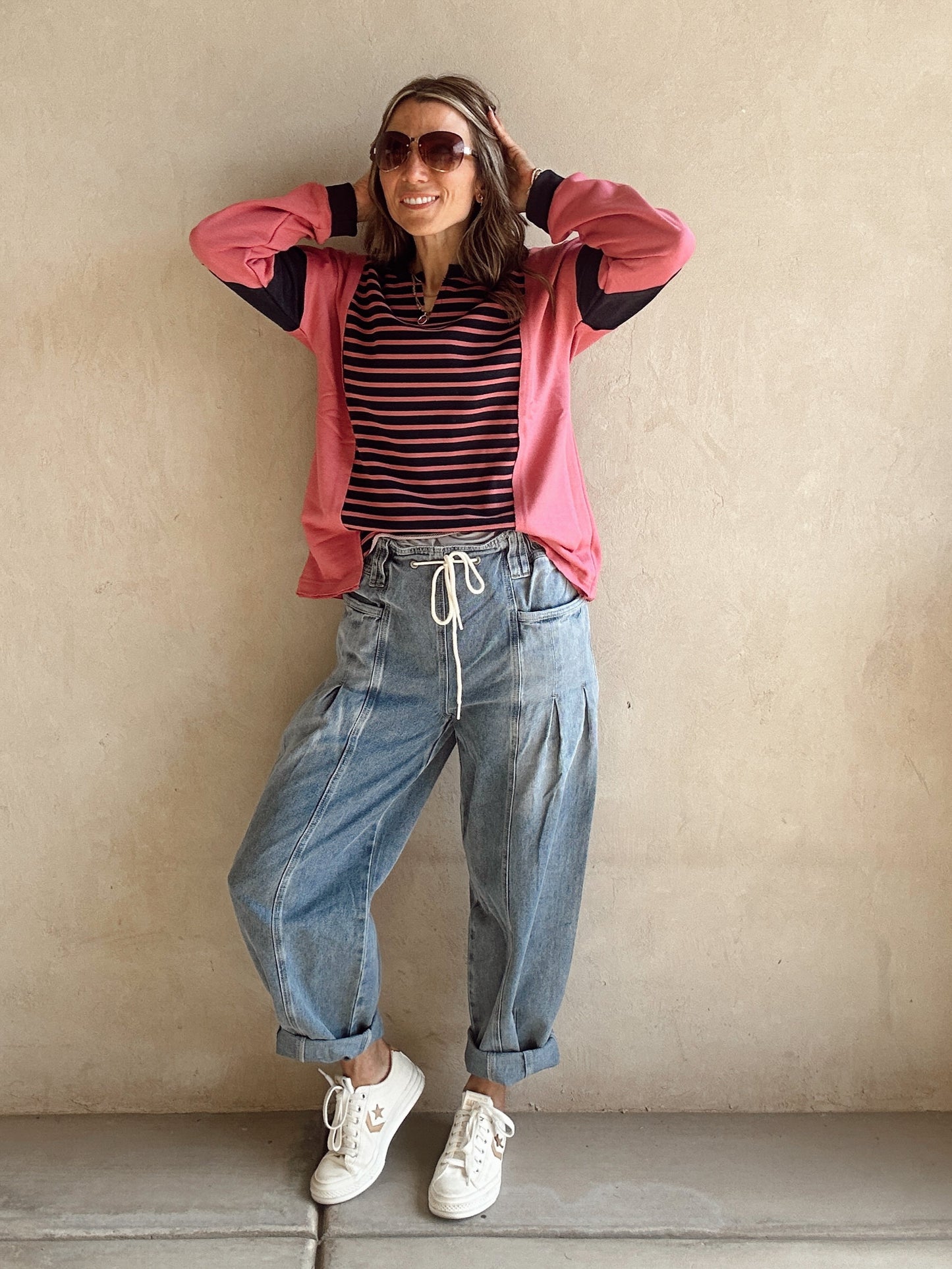 Alyssa Drawstring Barrel Jeans