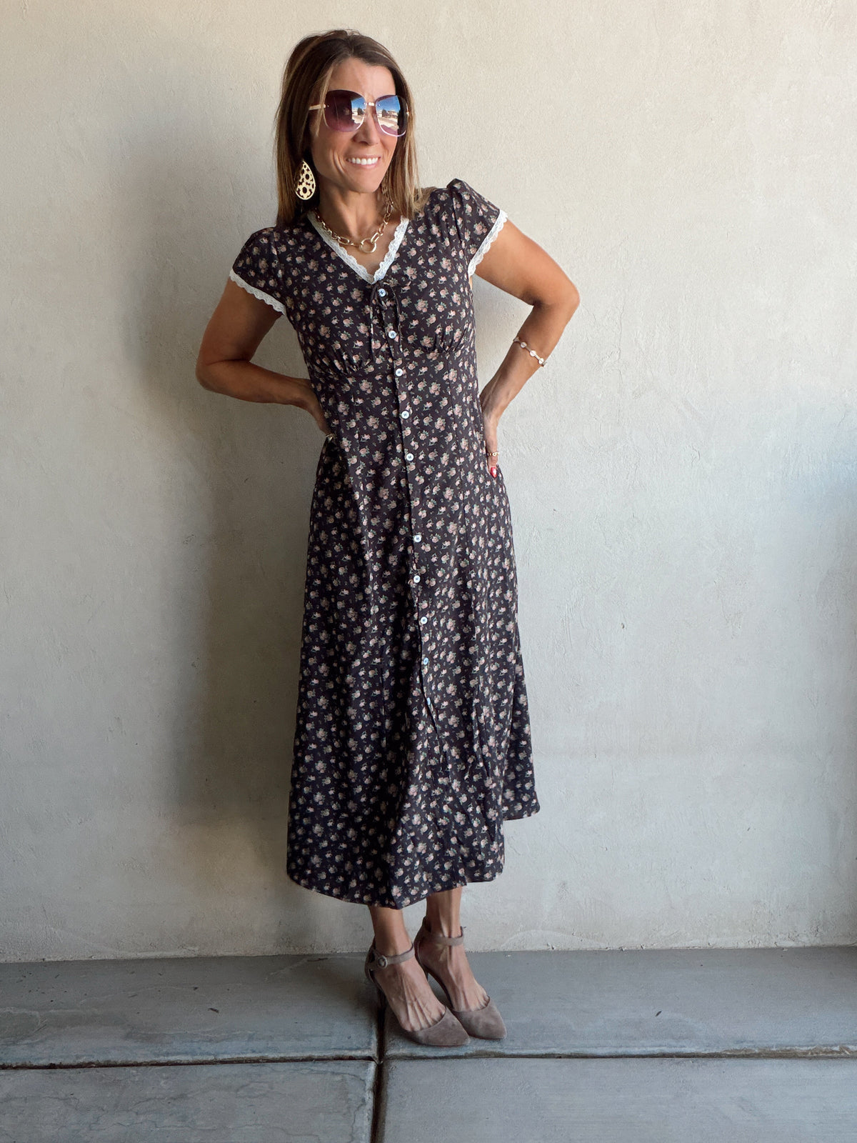 April Dress in Black Floral