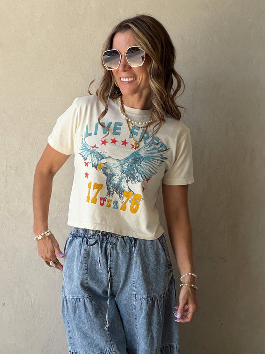 Live Free 1776 Tee in Cream