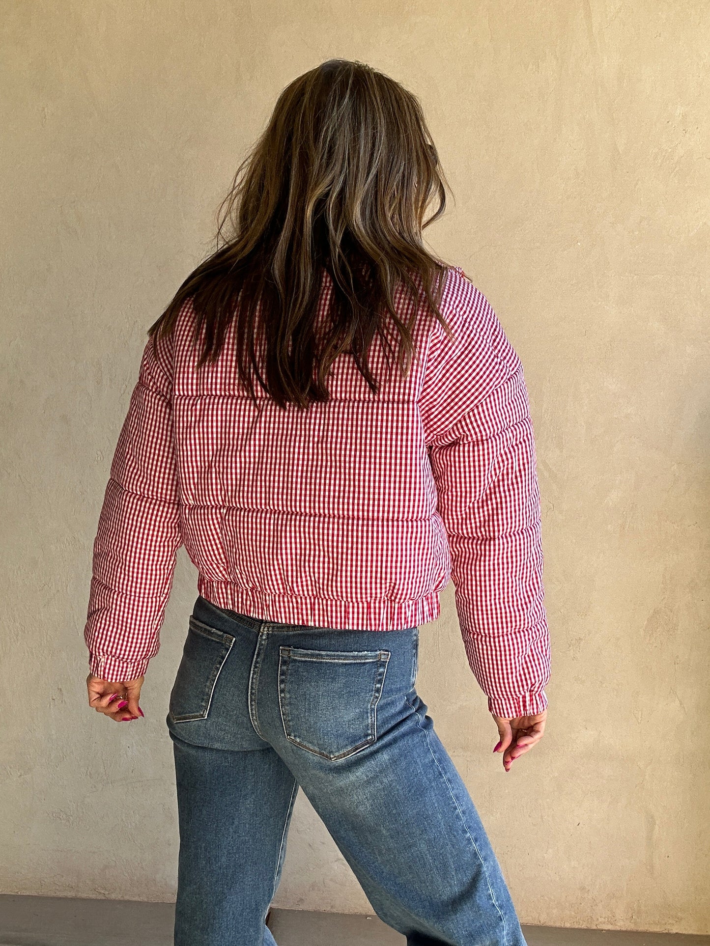 Hadley Gingham Jacket in Red & White