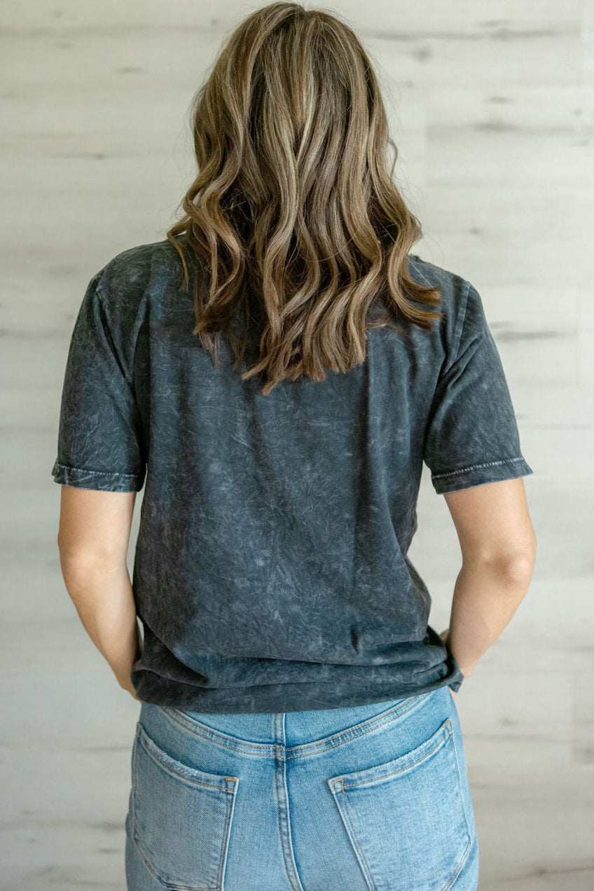 World Tour Guitar Tee in Black Vintage Wash
