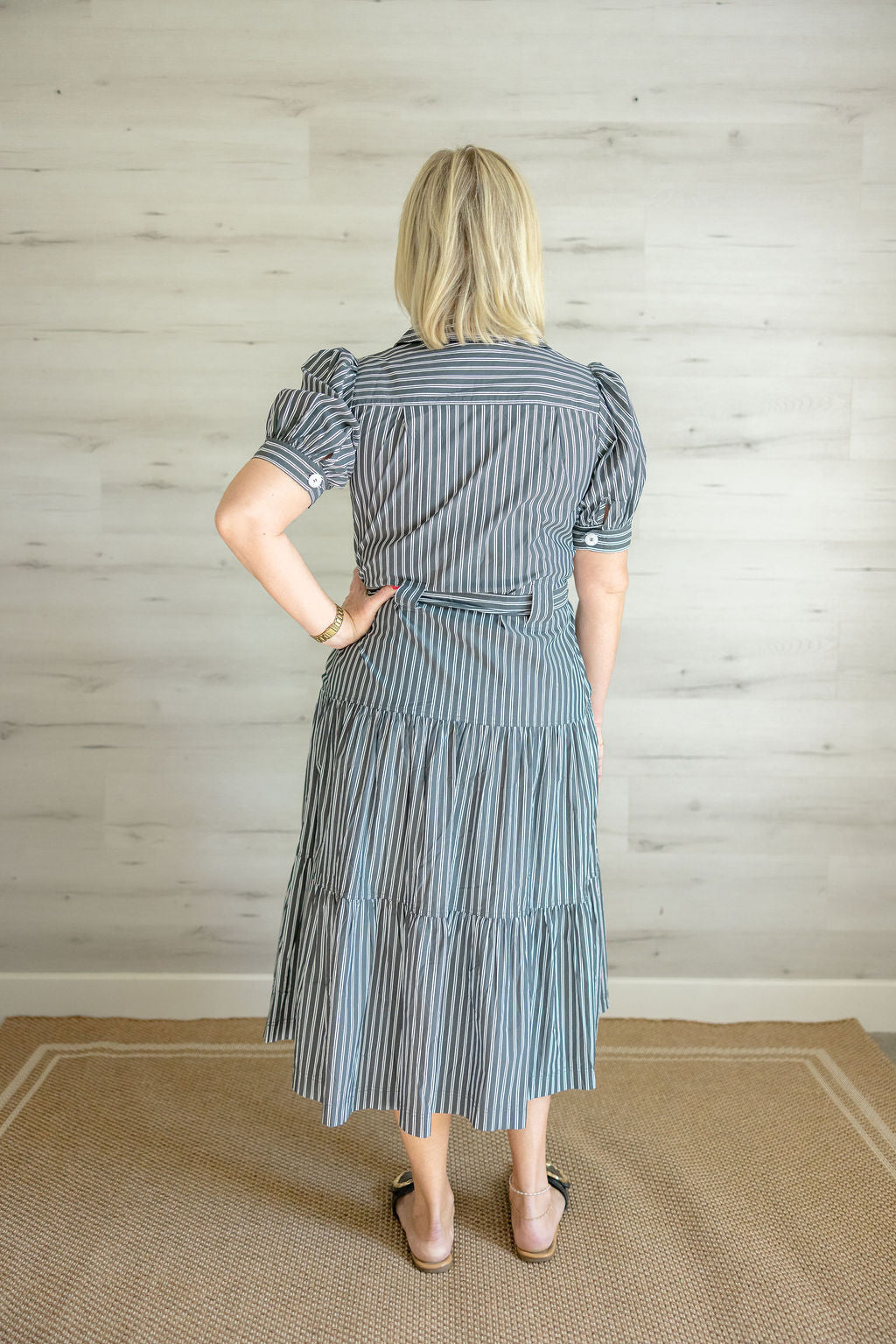 Abigail Striped Dress in Black