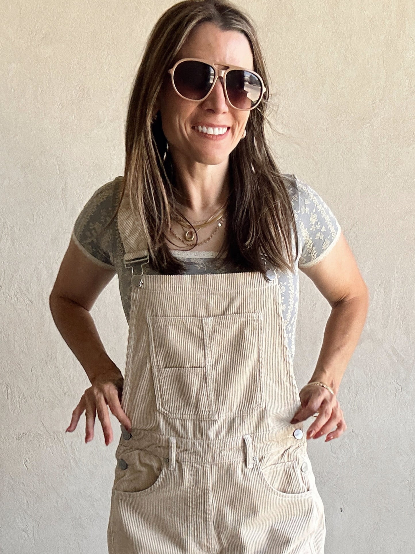 Jaylen Corduroy Overalls in Oat