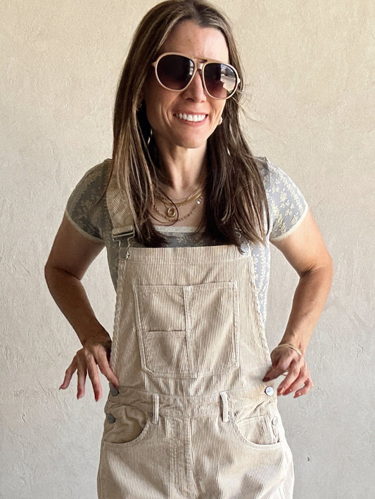 Jaylen Corduroy Overalls in Oat