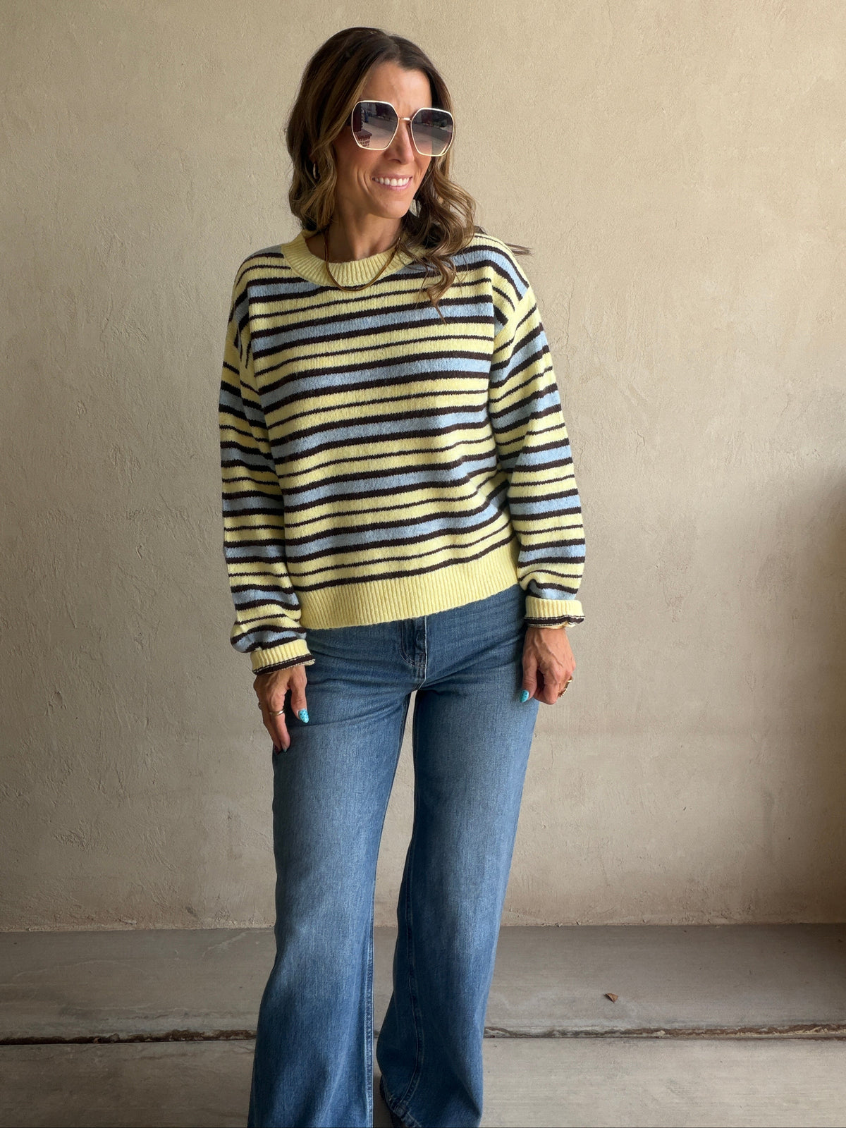 Beth Striped Sweater in Yellow