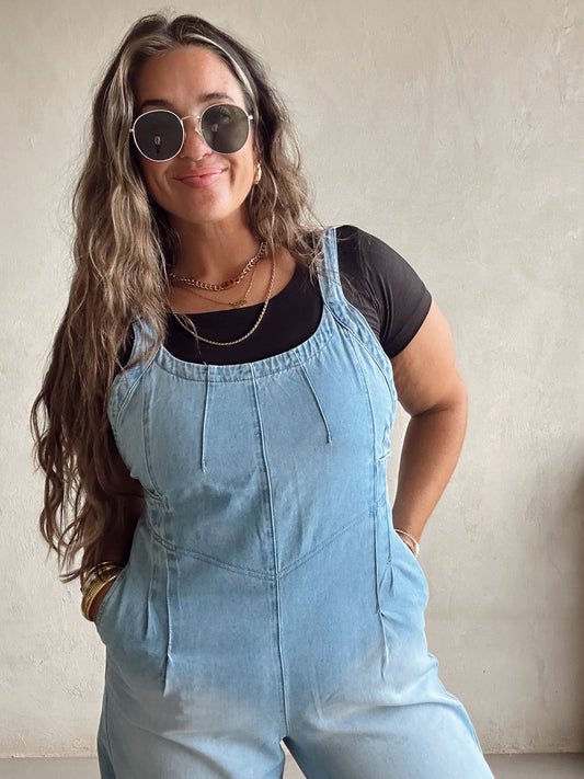 Bella Overalls in Light Wash