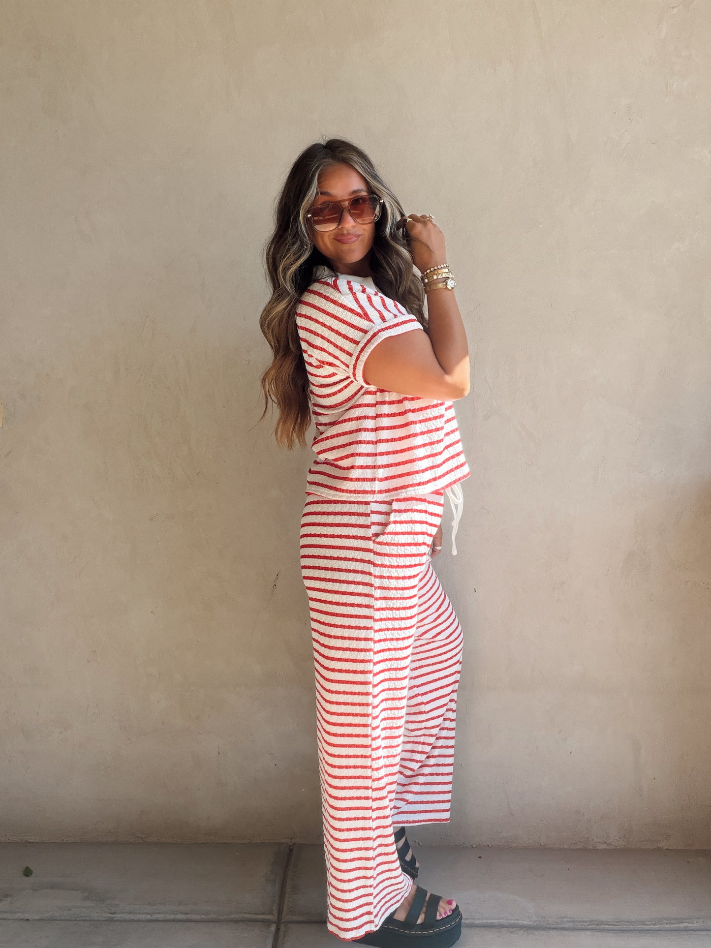 Annabelle Set in Red & White Stripe