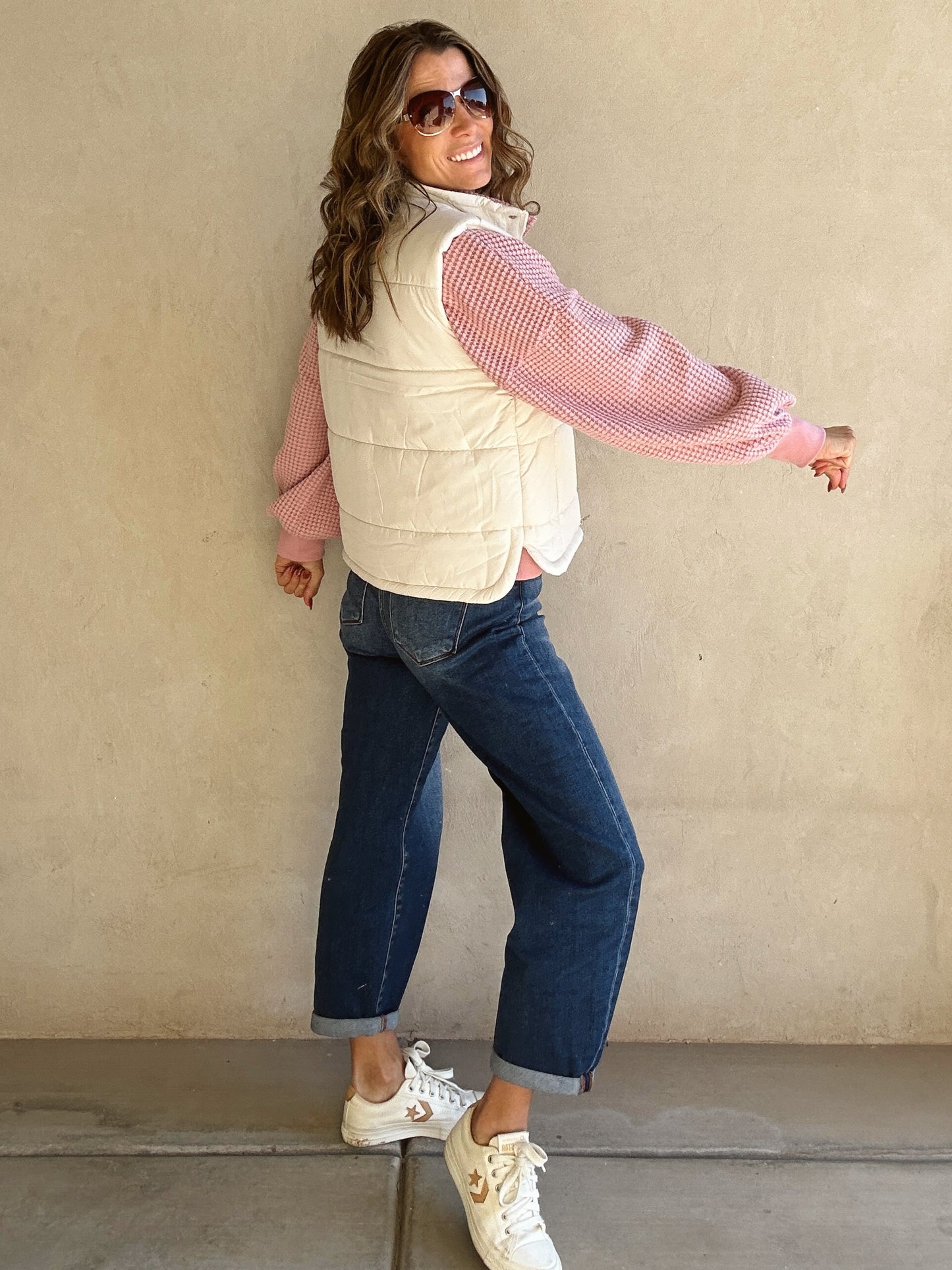 Laken Quilted Vest in Cream