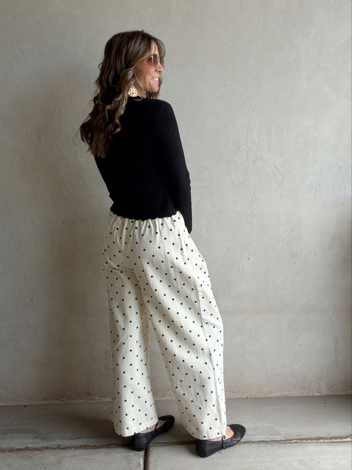 Penny Polka Dot Pants in Cream & Black