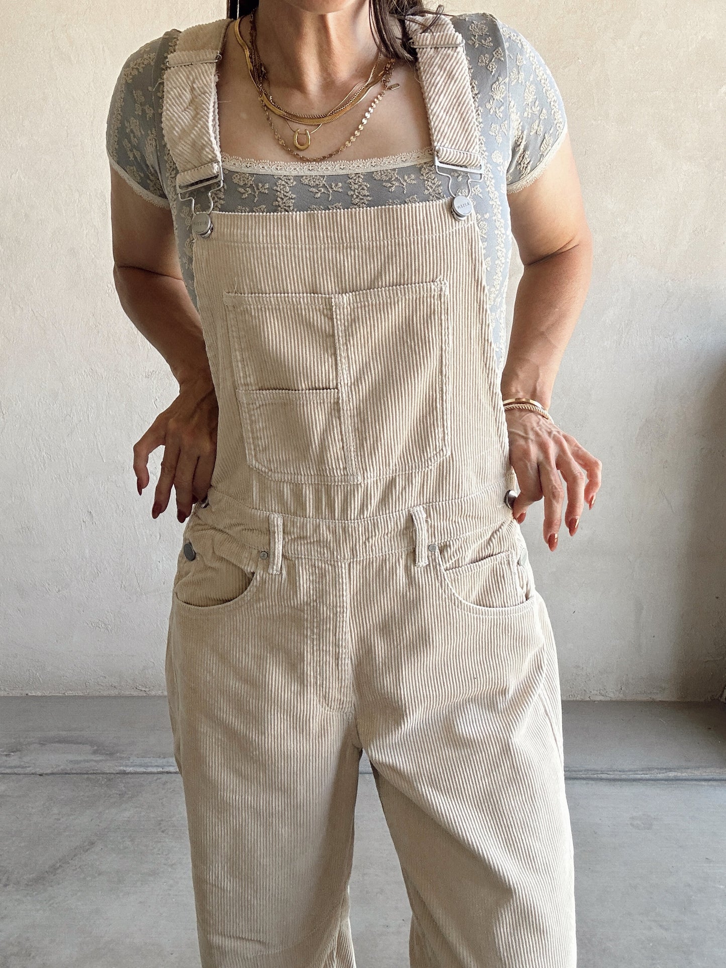 Jaylen Corduroy Overalls in Oat