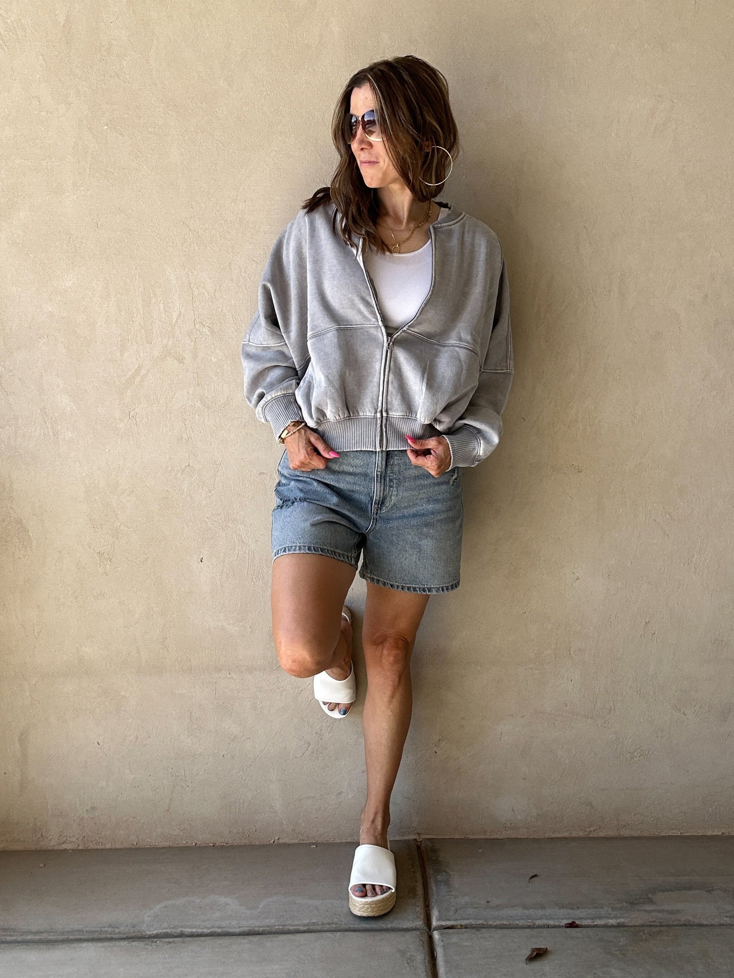 Kayla Bomber Jacket in Sleet