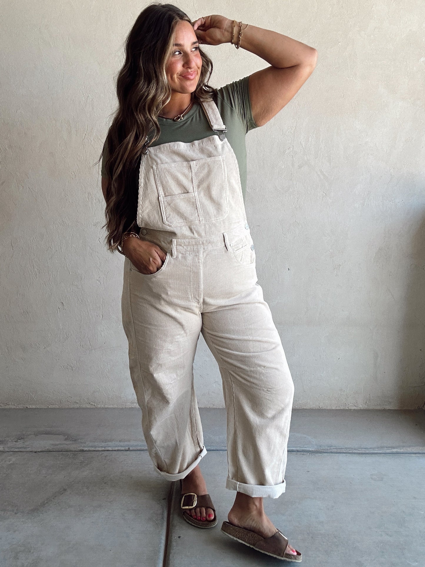 Jaylen Corduroy Overalls in Oat