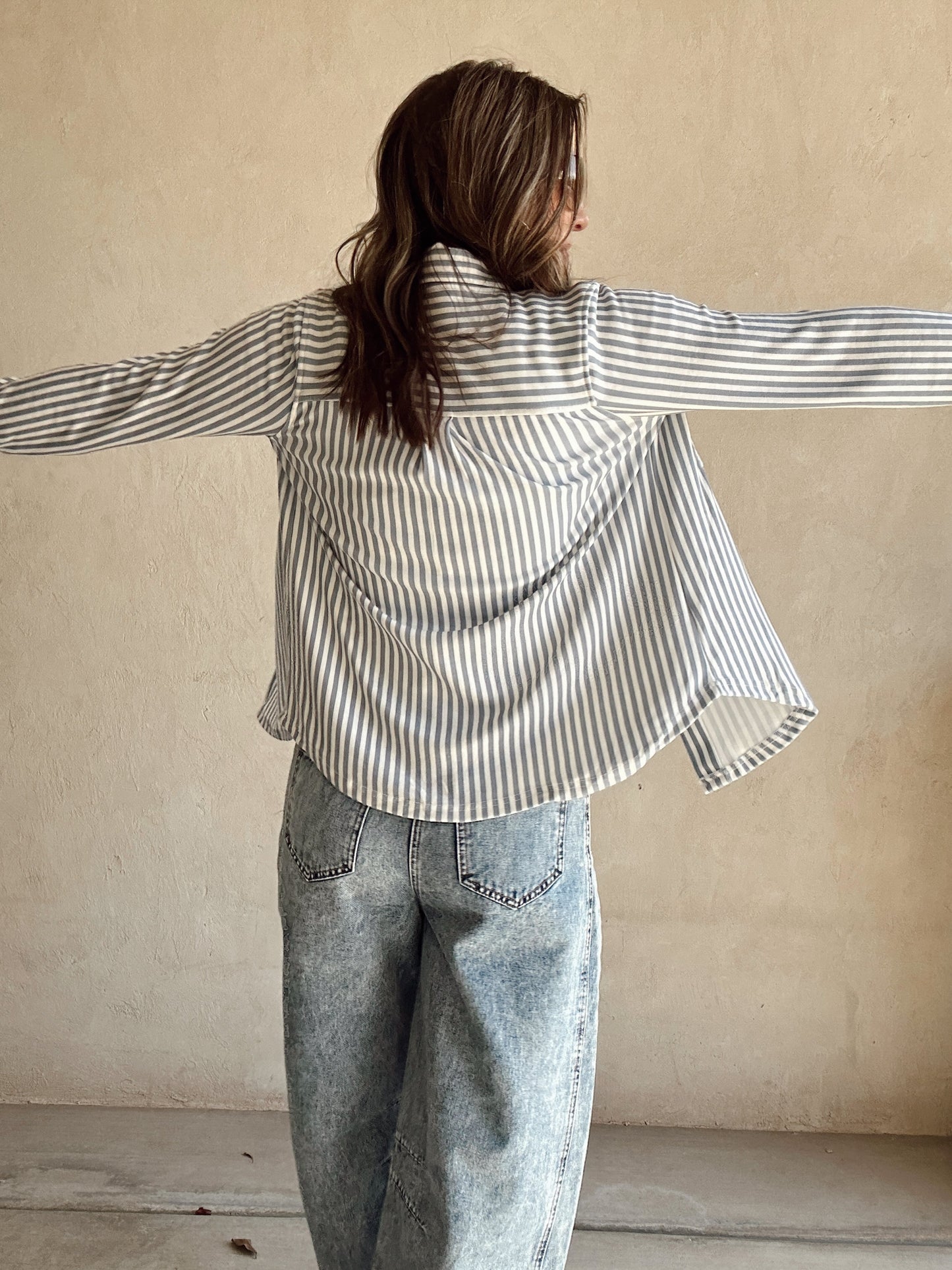 Jody Striped Top in Blue and White