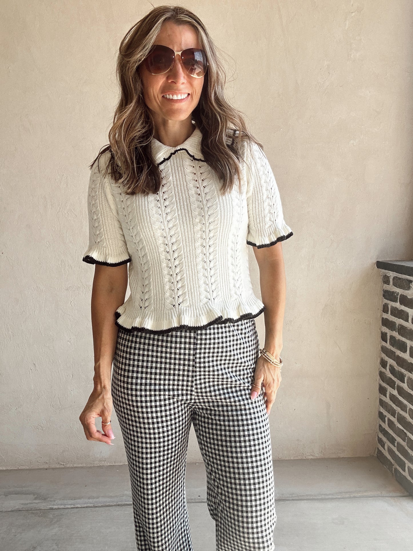 Darla Knit Sweater in Ivory and Black