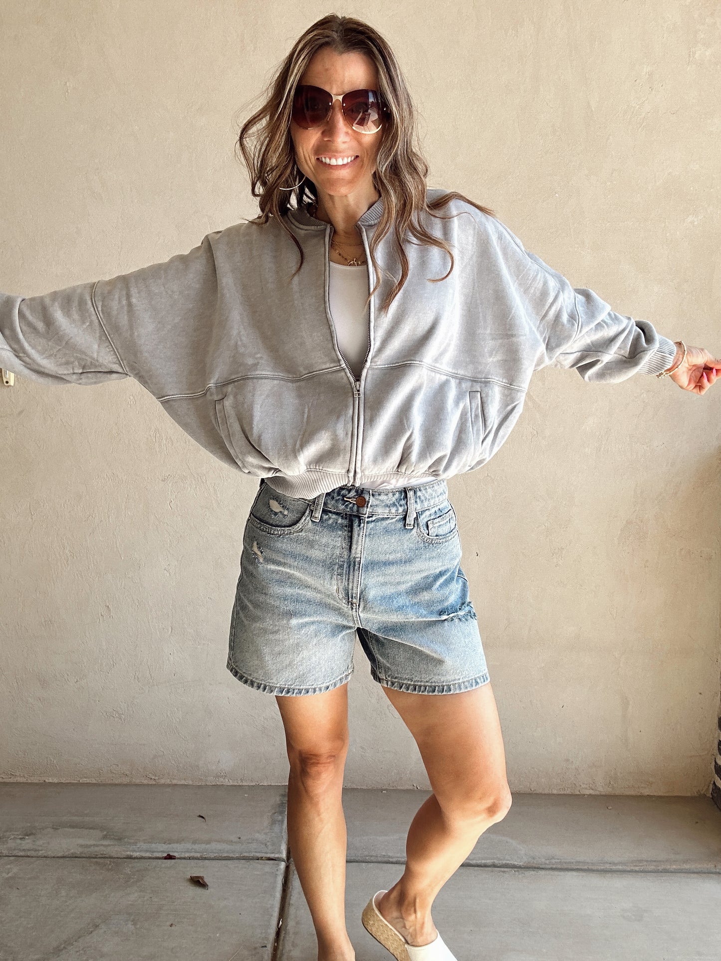 Kayla Bomber Jacket in Sleet