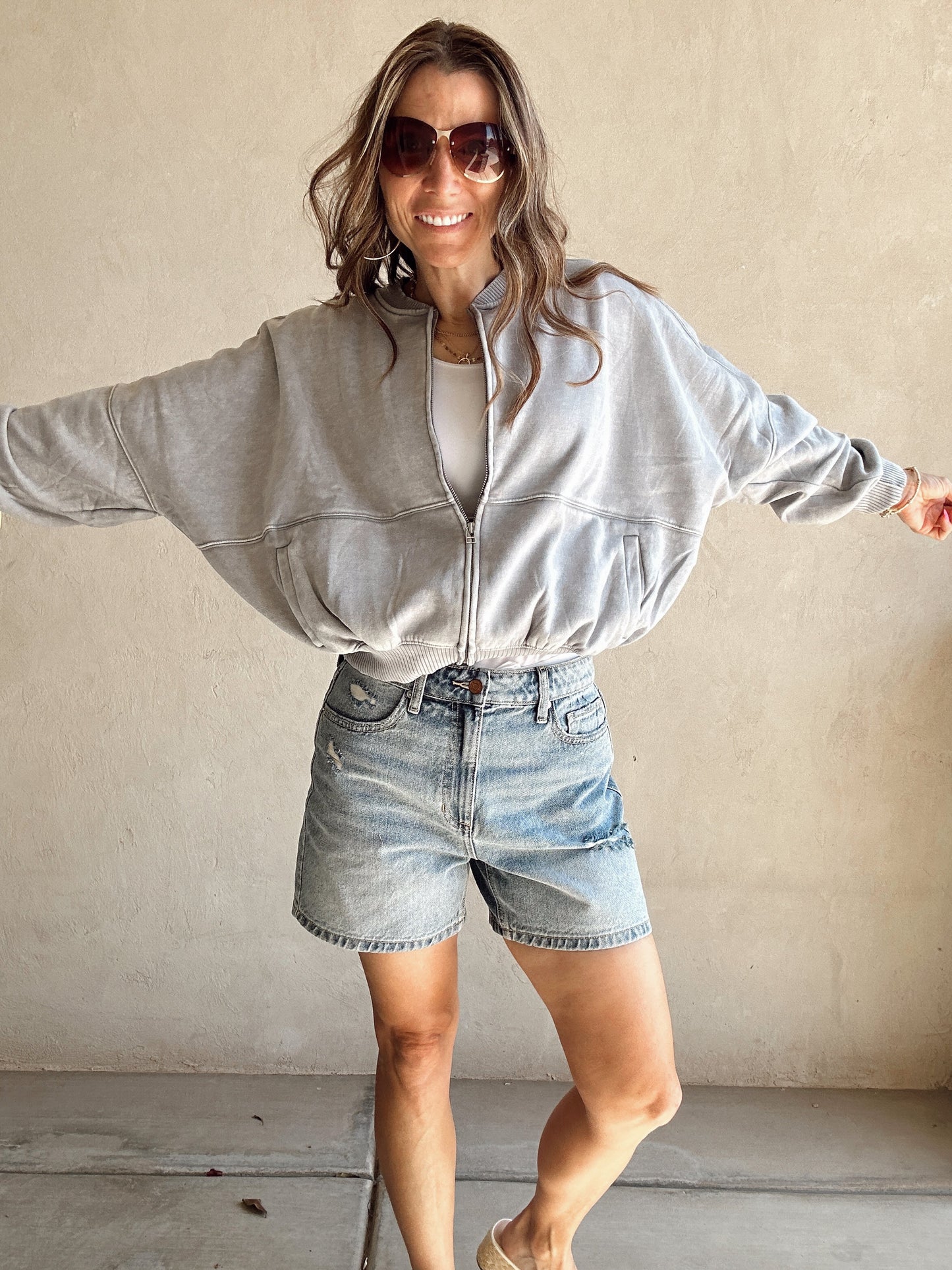 Kayla Bomber Jacket in Sleet