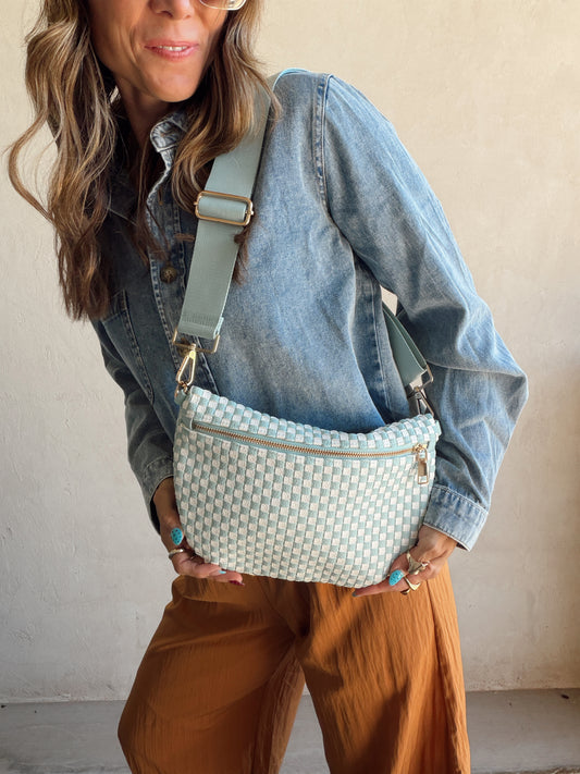 Betty Crossbody Bag in Mint & Cream