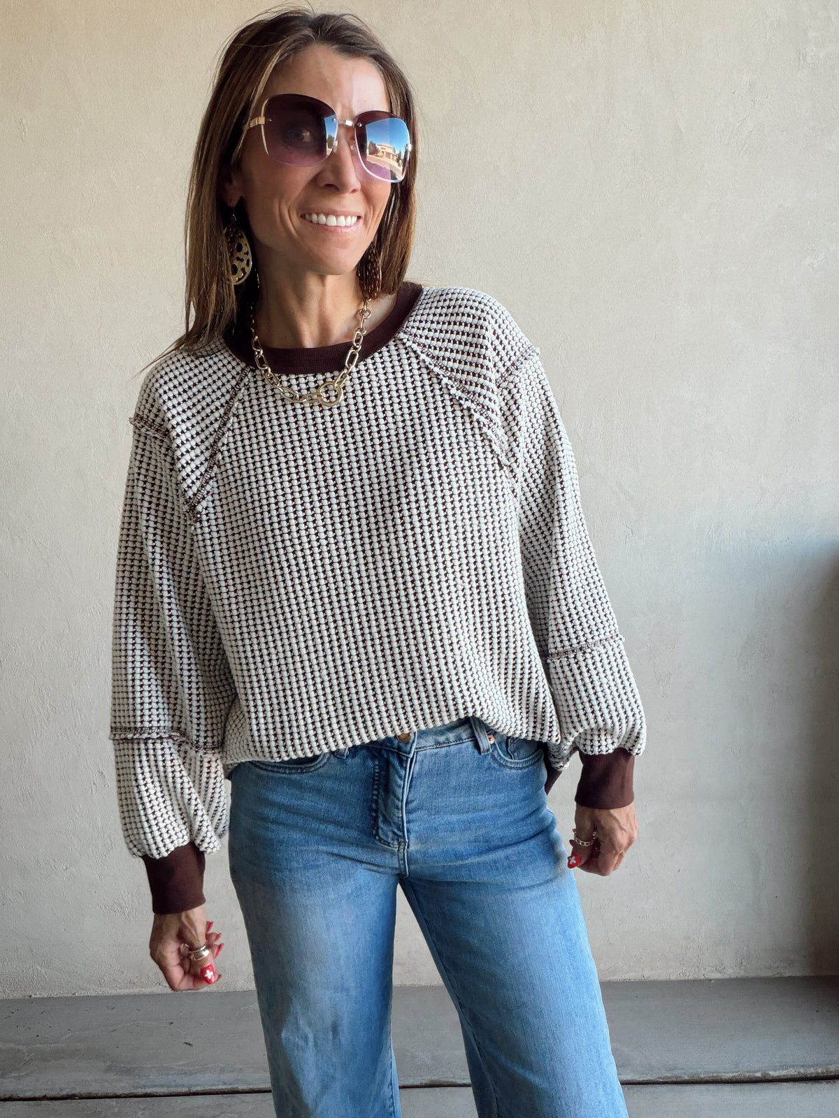 Adalyn Pullover in Chocolate & Ivory