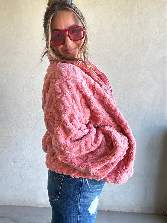 Quinn Sherpa Jacket in Pink