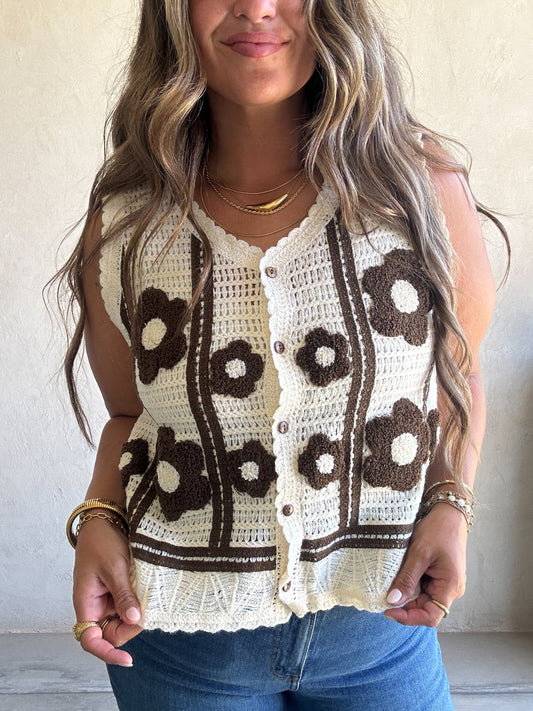 Lila Vest in Chocolate & Cream